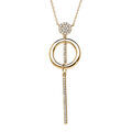Colliers sur Artemare : Collier en vermeil pendentif cercle oxydes blancs sertis et baguette pendante - 42+3cm