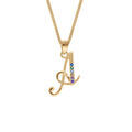 Colliers sur Artemare : Collier en vermeil pendentif initiale A oxydes multi couleurs sertis - 42+3cm