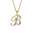 Colliers sur Artemare : Collier en vermeil pendentif initiale B oxydes multi couleurs sertis - 42+3cm