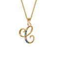 Collier en vermeil pendentif initiale C oxydes multi couleurs sertis - 42+3cm Artemare