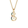 Collier en vermeil pendentif initiale E oxydes multi couleurs sertis -42+3cm