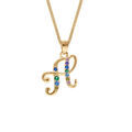 Collier en vermeil pendentif initiale H oxydes multi couleurs sertis - 42+3cm