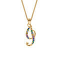 Collier en vermeil pendentif initiale i oxydes multi couleurs sertis - 42+3cm Artemare