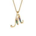 Colliers sur Artemare : Collier en vermeil pendentif initiale M oxydes multi couleurs sertis - 42+3cm