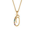 Collier en vermeil pendentif initiale O oxydes multi couleurs sertis - 42+3cm Artemare
