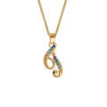 Colliers sur Artemare : Collier en vermeil pendentif initiale T oxydes multi couleurs sertis - 42+3cm