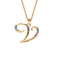 Collier en vermeil pendentif initiale V oxydes multi couleurs sertis - 42+3cm