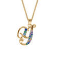 Collier en vermeil pendentif initiale Y oxydes multi couleurs sertis - 42+3cm Artemare