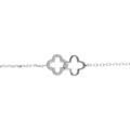 Bracelet en argent rhodi&eacute; double fleur d'oyydes blancs sertis - 16+2cm Artemare