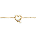 Bracelet en argent dor&eacute; motif coeur avec un oxyde blanc serti - 16+3cm Artemare