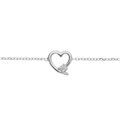 Bracelet en argent rhodi&eacute; motif coeur avec un oxyde blanc serti - 16+3cm Artemare