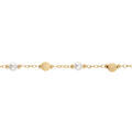 Bracelet en argent dor&eacute; boules givr&eacute;es et perles blanches imitation - 16+3cm