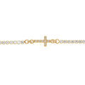 Bracelet en argent dor&eacute; avec oxydes blancs sertis tennis plus croix - 16+3cm Artemare