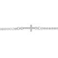 Bracelet en argent rhodi&eacute; par&eacute; d'oxydes blancs sertis tennis avec croix - 16+3cm