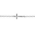 Bracelet en argent rhodi&eacute; grain de caf&eacute; avec croix plate lisse diamant&eacute;e &eacute;toil&eacute;e - 17cm Artemare
