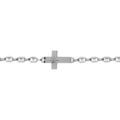 Bracelet en argent rhodi&eacute; grain de caf&eacute; avec croix plate lisse diamant&eacute;e etoil&eacute;e - 19cm Artemare