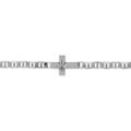 Bracelet en argent rhodi&eacute; maille marine avec croix plate lisse diamant&eacute;e etoil&eacute;e - 19cm
