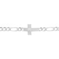 Bracelet en argent passiv&eacute; 1+3 5mm croix plate lisse diamant&eacute;e etoil&eacute;e - 19cm