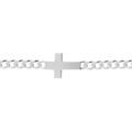 Bracelet en argent passiv&eacute; maille gourmette 5mm croix plate lisse - 19cm Artemare