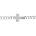 Bracelet en argent passiv&eacute; maille gourmette 6mm croix plate lisse - 20cm