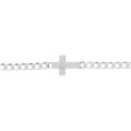 Bracelet en argent passiv&eacute; maille gourmette 4mm croix plate lisse diamant&eacute;e etoil&eacute;e - 18cm