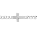 Bracelet en argent passiv&eacute; maille gourmette 6mm croix plate lisse diamant&eacute;e etoil&eacute;e - 20cm