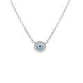Collier en argent rhodi&eacute; pendentif rond oeil de la chance avec oxydes blancs sertis - 40+4cm Artemare