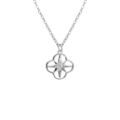 Colliers sur Artemare : Collier en argent rhodi&eacute; pendentif fleur avec oyyde blanc au centre serti - 40+4cm