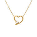 Collier en argent dor&eacute; motif coeur avec un oxyde blanc serti - 40+5cm Artemare