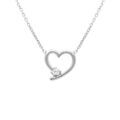Collier en argent rhodi&eacute; motif co eur un oxyde blanc serti - 40+5cm