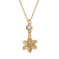 Colliers sur Artemare : Collier en argent dor&eacute; pendentif fleur avec un oxyde blanc serti - 40+5cm