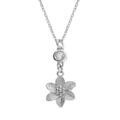 Collier en argent rhodi&eacute; pendentif fleur avec un oxyde blanc serti - 40+5cm Artemare
