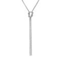 Collier en argent rhodi&eacute; forme cravate oxydes blancs sertis tennis avec noeud - 38+5cm Artemare