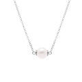 Colliers sur Artemare : Collier en argent rhodi&eacute; perle blanche imitation 8mm - 40+5cm