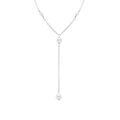 Collier en argent rhodi&eacute; forme cravate perles blanches imitation - 38+5cm