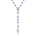 Collier en argent rhodi&eacute; chapelet boules facet&eacute;es agates bleues - 45+5cm