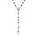 Collier en argent rhodi&eacute; chapelet boules facet&eacute;es agates vertes - 45+5cm Artemare