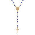 Collier en argent dor&eacute; chapelet boules facet&eacute;es agates bleues - 45+5cm