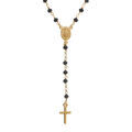 Collier en argent dor&eacute; chapelet boules facet&eacute;es spinelle noires - 45+5cm Artemare