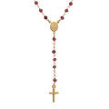 Collier en argent dor&eacute; chapelet boules facet&eacute;es rodolite violettes - 45+5cm