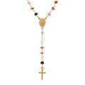 Colliers sur Artemare : Collier en argent dor&eacute; chapelet boules facet&eacute;es tourmaline multi couleurs - 45+5cm