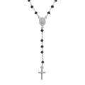 Colliers sur Artemare : Collier en argent rhodi&eacute; chapelet boules facet&eacute;es spinelles noires - 45+5cm