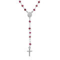Colliers sur Artemare : Collier en argent rhodi&eacute; chapelet boules facet&eacute;es rodolites violettes - 45+5cm