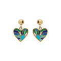 Boucles d'oreille Stella Mia tige enacier doré forme coeur résine bleu vert Boucles d'oreille sur Artemare : Boucles d'oreille Stella Mia tige enacier doré forme coeur résine bleu vert