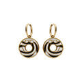 Boucles d'oreille Stella Mia crochet en acier dor&eacute; anneau suspendu r&eacute;sine noire et blanche