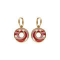 Boucles d'oreille Stella Mia crochet en acier dor&eacute; anneau suspendu r&eacute;sine rose