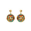 Boucles d'oreille sur Artemare : Boucles d'oreille tige Stella Mia ronde en acier dor&eacute; jaune r&eacute;sine multi couleur