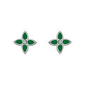 Boucles d'oreille tige en acier motif fleur r&eacute;sine verte