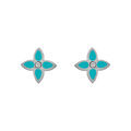 Boucles d'oreille sur Artemare : Boucles d'oreille tige en acier motif fleur r&eacute;sine turquoise