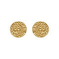 Boucles d'oreille tige en acier dor&eacute; pastille martel&eacute;e